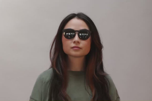 Gold Lightweight Round Rimless Mirrored Sunglasses with Gold